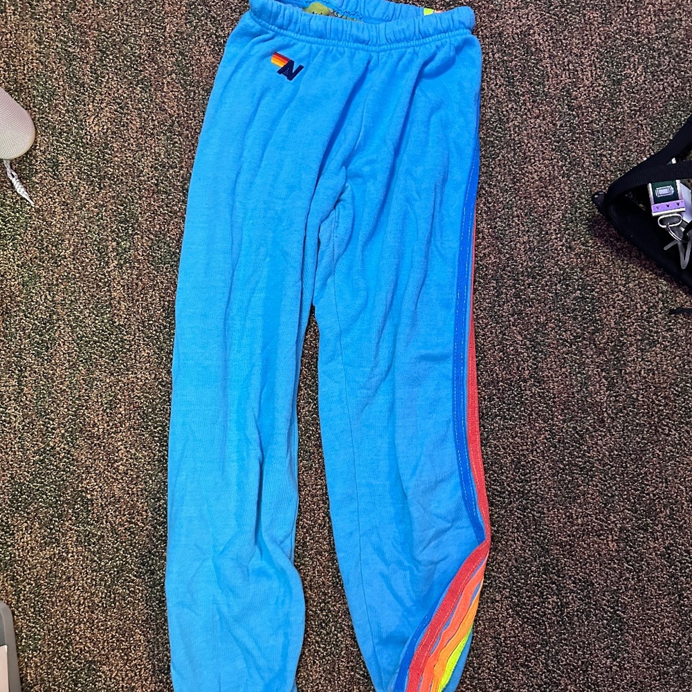 Aviator Nation Blue Neon 5 Stripe Sweatpants